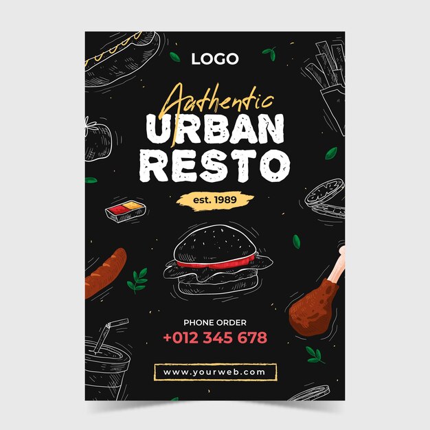 Restaurant flyer template illustrated