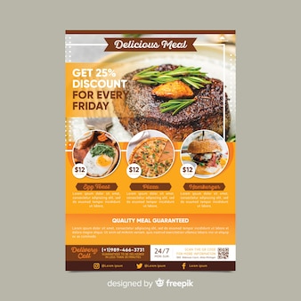 Restaurant flyer template with photo