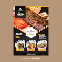 Бесплатное векторное изображение Ресторан флаер шаблон с фото