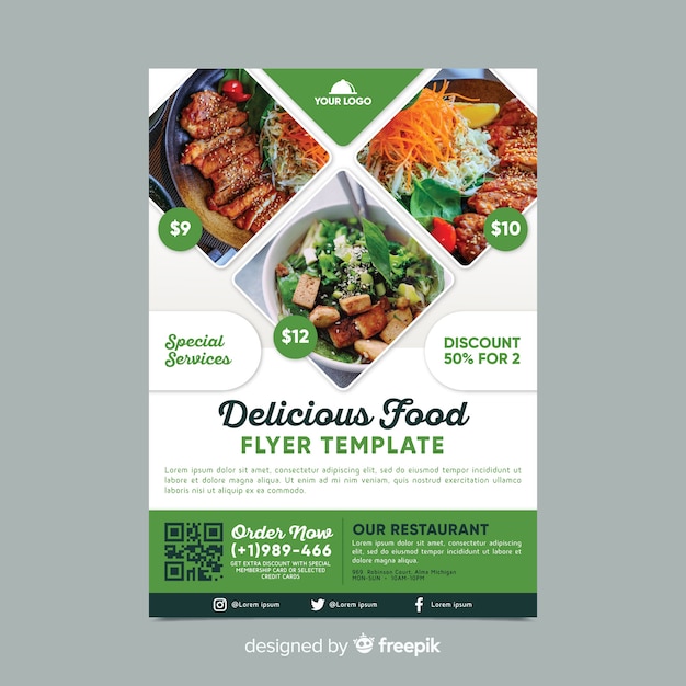 Restaurant flyer template with photo