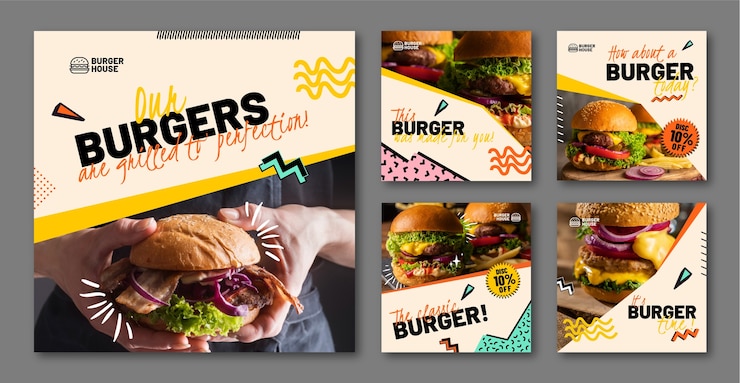 免費 Vector 餐廳的 instagram 帖子模板設計