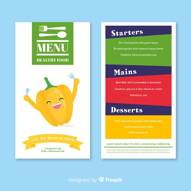 Free vector restaurant kids menu