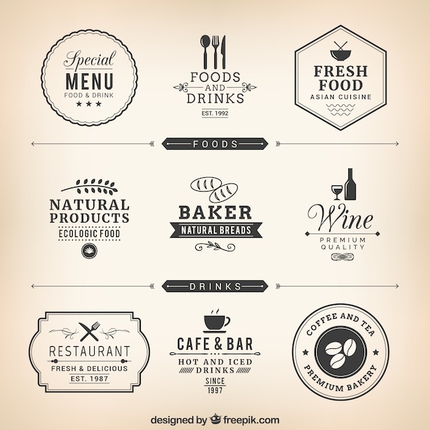 Free vector restaurant labels