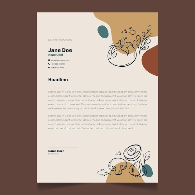 Restaurant letter template design