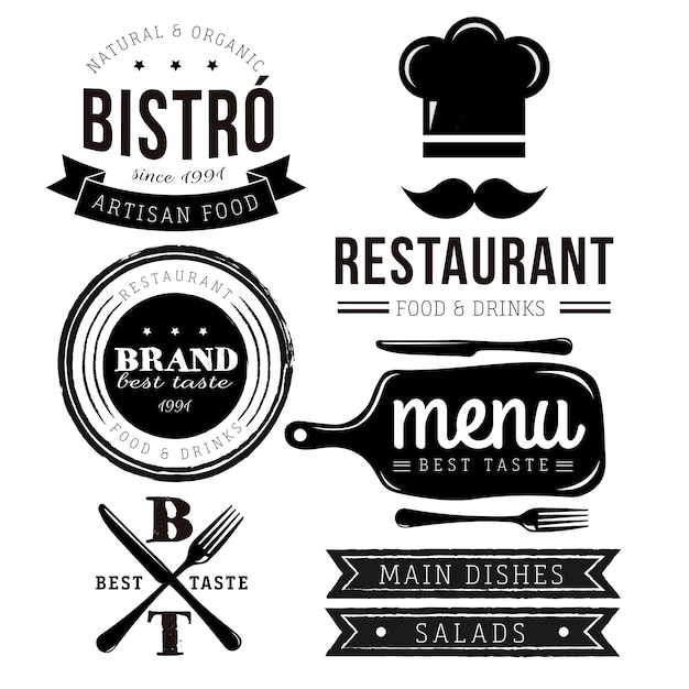 Vettore gratuito collezione logo del ristorante