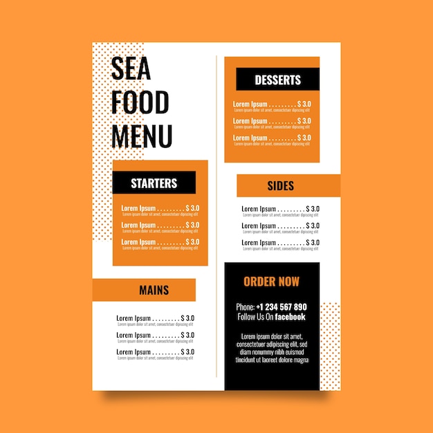 Free vector restaurant menu colorful template