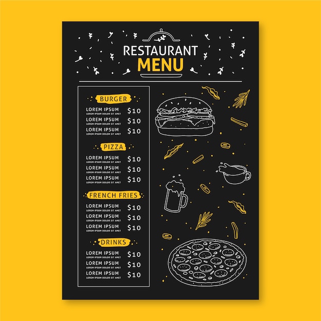 Concetto di menu del ristorante per modello