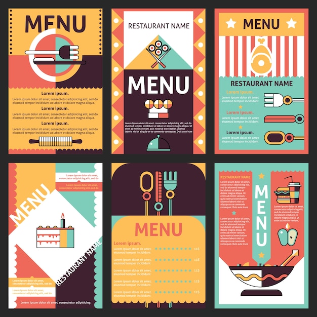 Vettore gratuito disegni di menu del ristorante