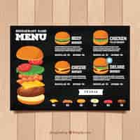 Free vector restaurant menu template in blackboard style