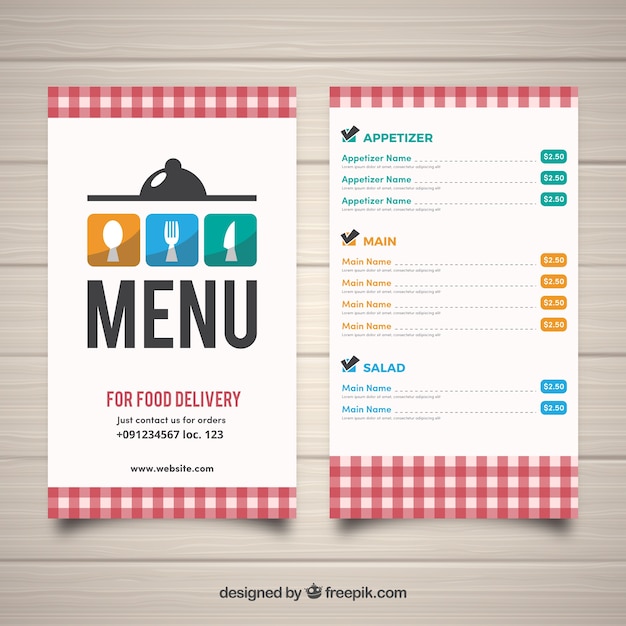 Restaurant menu template in flat design