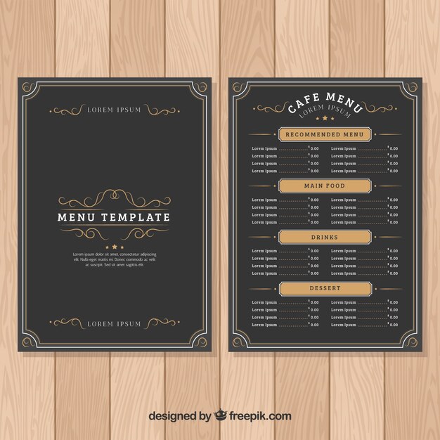 Restaurant menu template in flat design