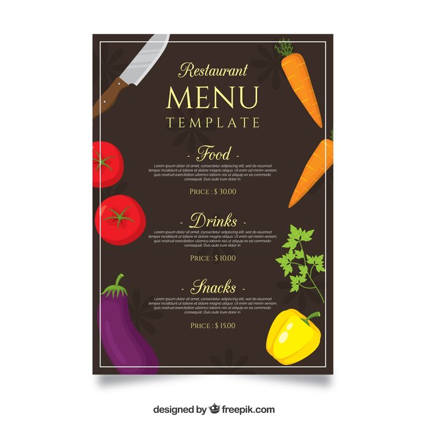 Restaurant menu template in flat design