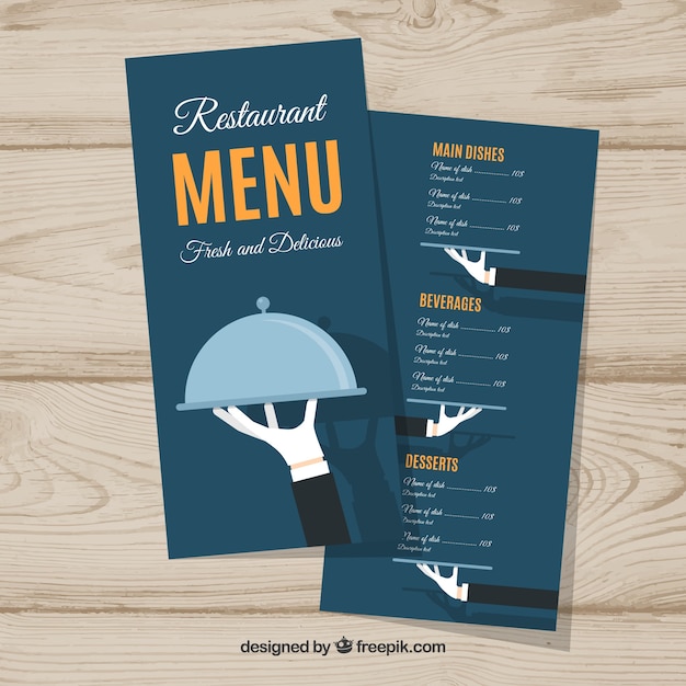Free vector restaurant menu template in flat style
