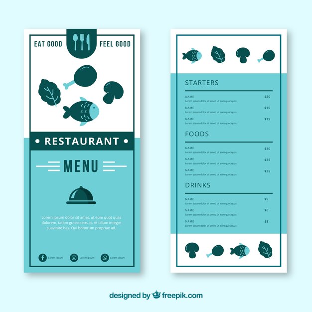 Restaurant menu template in flat style