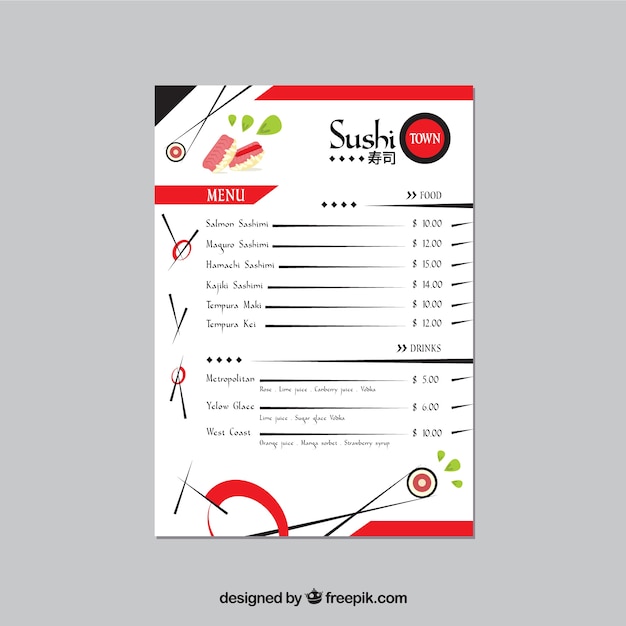 Free vector restaurant menu template in flat style