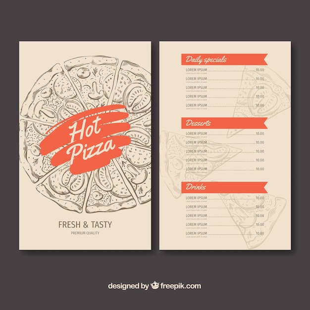 Restaurant menu template in hand drawn style