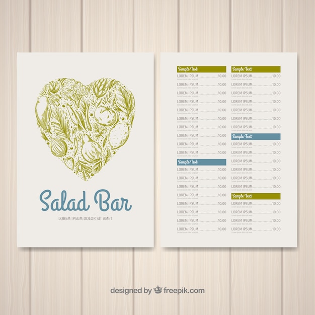 Free vector restaurant menu template in hand drawn style