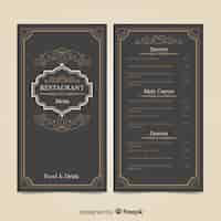 Free vector restaurant menu template with elegant ornaments