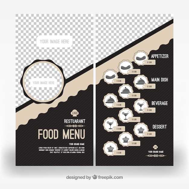 Free vector restaurant menu template with flat design