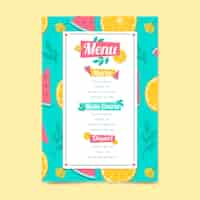 Free vector restaurant menu template with fruits