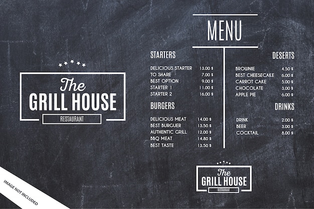 Free vector restaurant menu template with grunge background