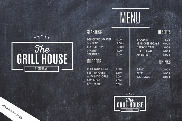 Restaurant Menu Template with Grunge Background