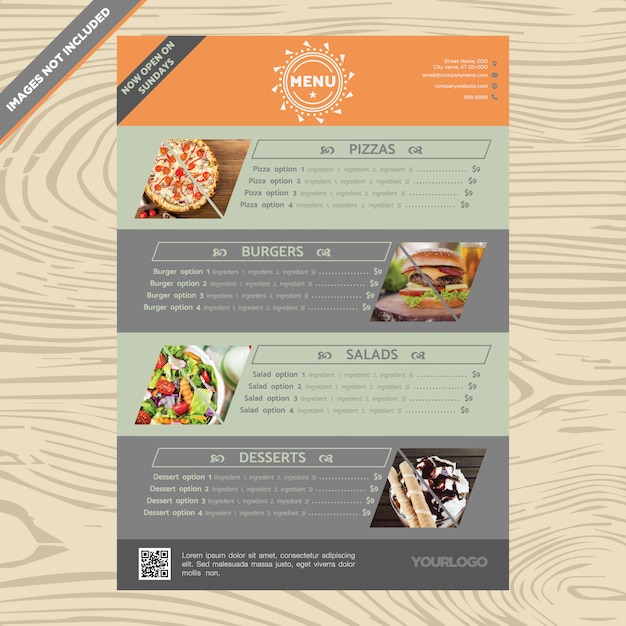 Restaurant menu template