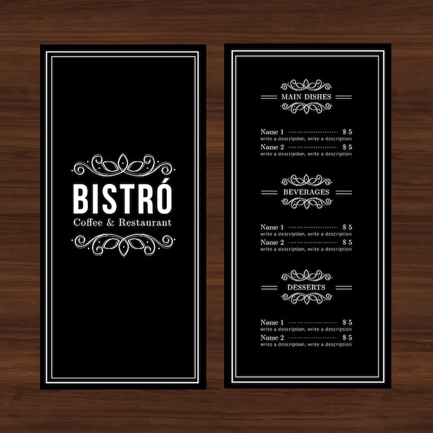 Vettore gratuito ristorante menu del menu