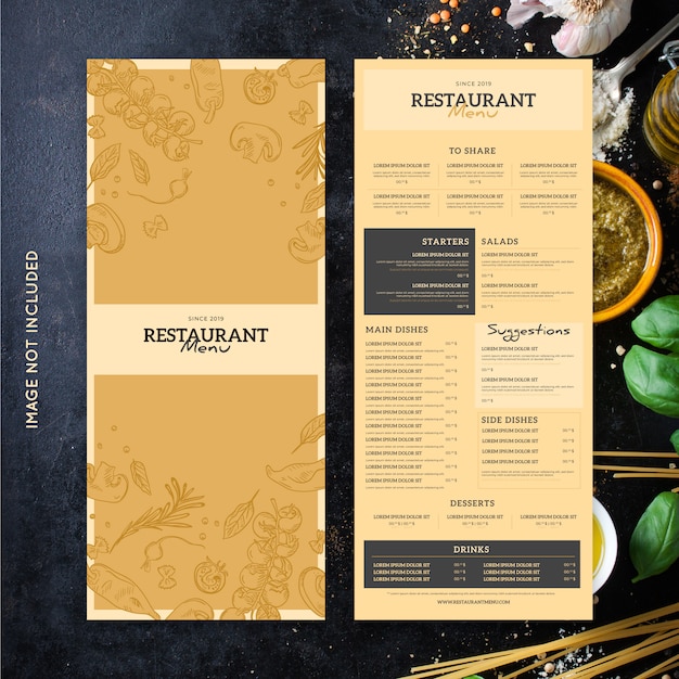 Modello di menu del ristorante