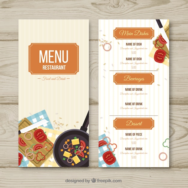 Vettore gratuito ristorante menu del menu