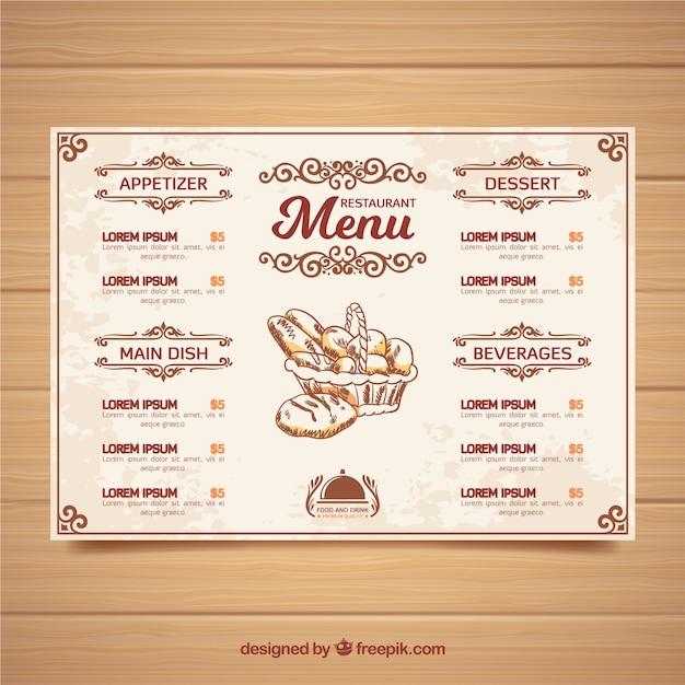 Free vector restaurant menu template