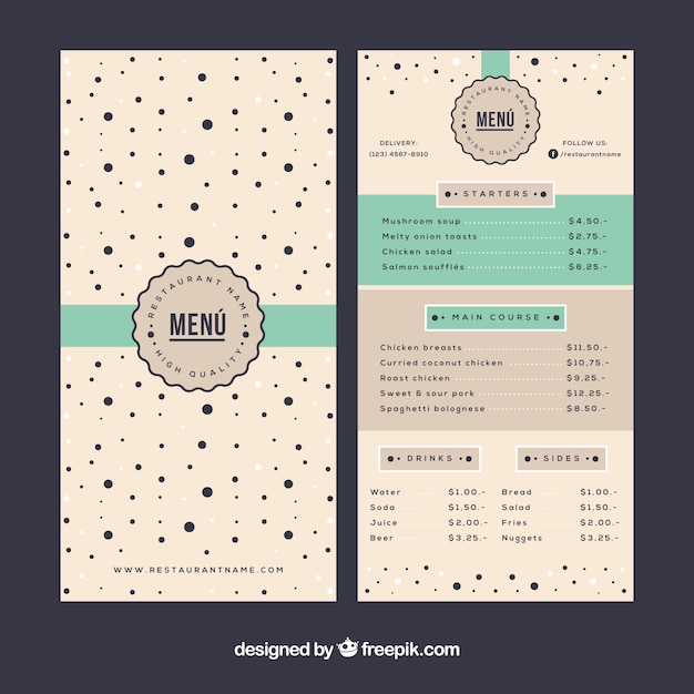 Free vector restaurant menu template