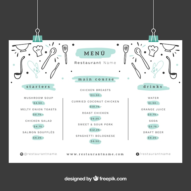 Free vector restaurant menu template