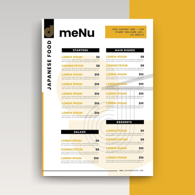 Free vector restaurant menu template