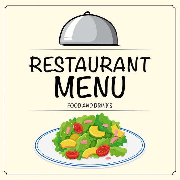 Restaurant menu with salad