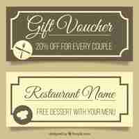 Free vector restaurant offer banners in vintage style
