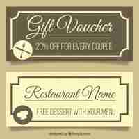 Free vector restaurant offer banners in vintage style