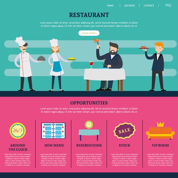 Restaurant page for website template