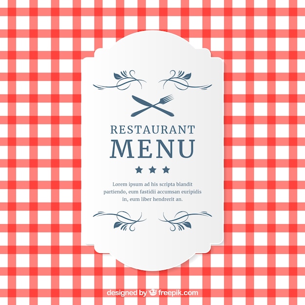 Restaurant plaid menu card