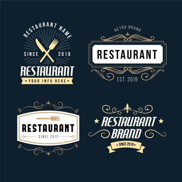 Restaurant retro brand logo collection