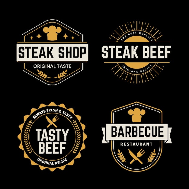 Шаблон коллекции ретро логотипа ресторана