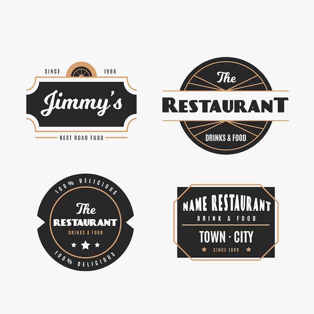 Free vector restaurant retro logo collection