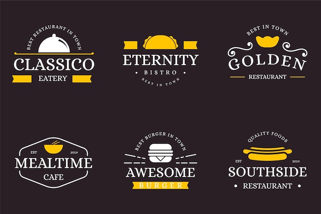 Ресторан ретро логотип коллекции