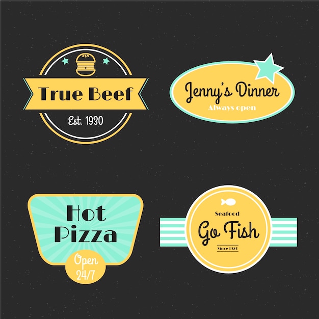 Free vector restaurant retro logo collection