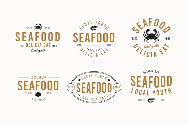 Free vector restaurant retro logo collection