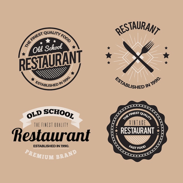 Vettore gratuito collezione ristorante retrò logo