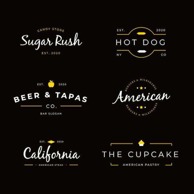Free vector restaurant retro logo collection