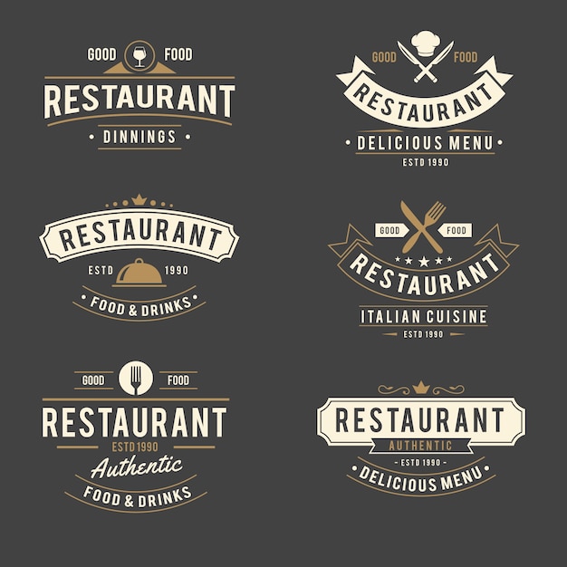 Free vector restaurant retro logo collectionrestaurant retro logo collection