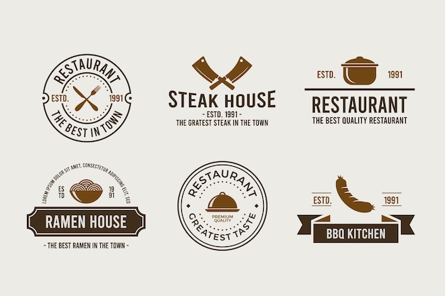 Restaurant retro logo pack