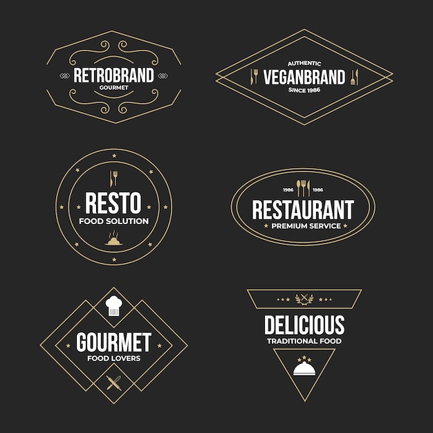 Ristorante retrò logo set